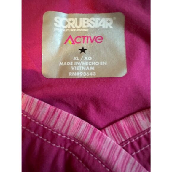 ScubStar Womens Active Pink Size XL Uniform Top Short Sleeve Work medical scrubs - Picture 3 of 6